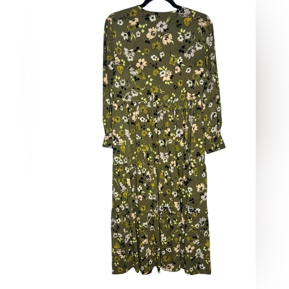 Madewell Flowy Green Floral Cinch-Waist Tiered Midi Dress in Wildblooms Size XS - Picture 9 of 16